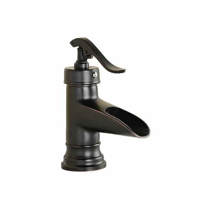 Bathroom Sink Faucet,Waterfall Antique Brass Single Handle One Hole Bath Taps with Hot and Cold Switch