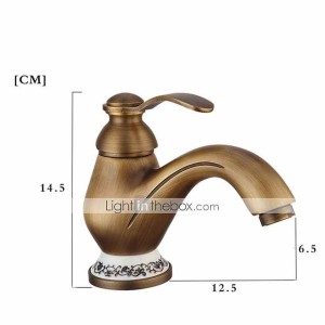 Bathroom Sink Faucet - Classic Antique Brass Centerset Single Handle One HoleBath Taps