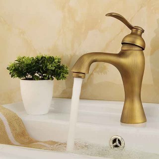 Bathroom Sink Faucet - Classic Antique Brass Centerset Single Handle One HoleBath Taps