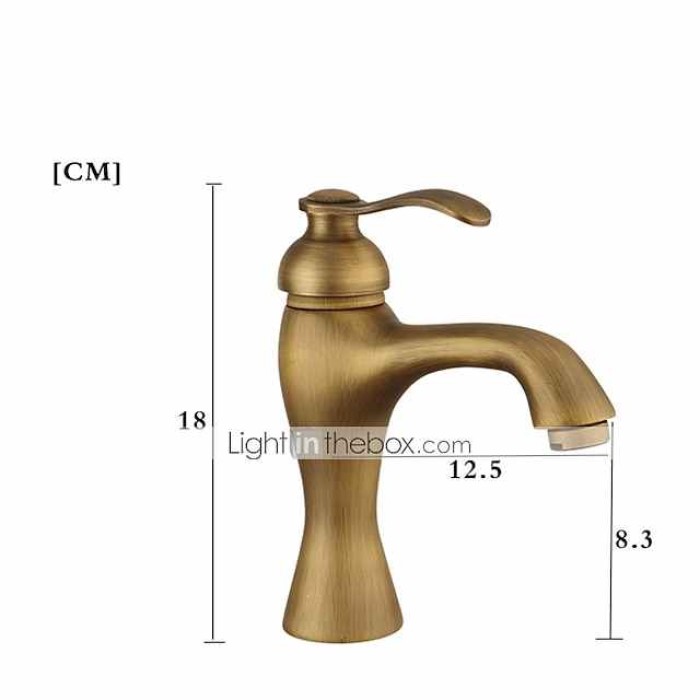 Bathroom Sink Faucet - Classic Antique Brass Centerset Single Handle One HoleBath Taps