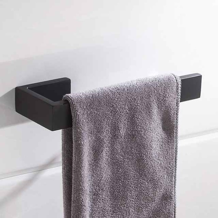 Towel Holder,Wall Mounted Stainless Steel Towel Bar,Modern Style Towel Rack 21cm(Black/Brushed Nickel/Chrome)