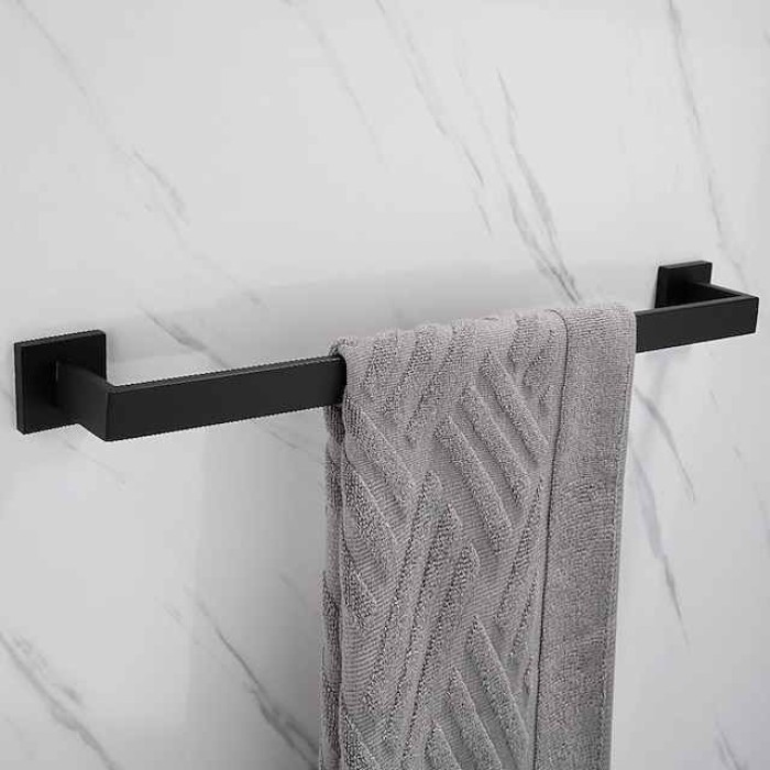 Bath Towel Bar,SUS304 Stainless Steel Towel Rack for Bathroom,Bathroom Accessories Towel Rod Heavy Duty Wall Mounted Towel Holder (Matte Black)