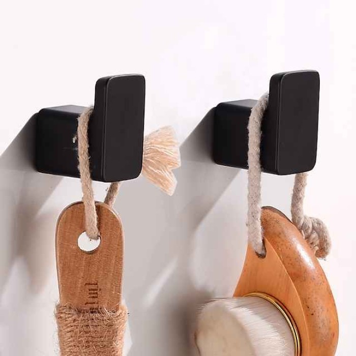 3PCS Robe Hook Wall Mounted Bathroom Towel Hook Black Stainless Steel Vintage Coat Hooks Hanger Single Decorative Bag Key Hat Clothes Rack