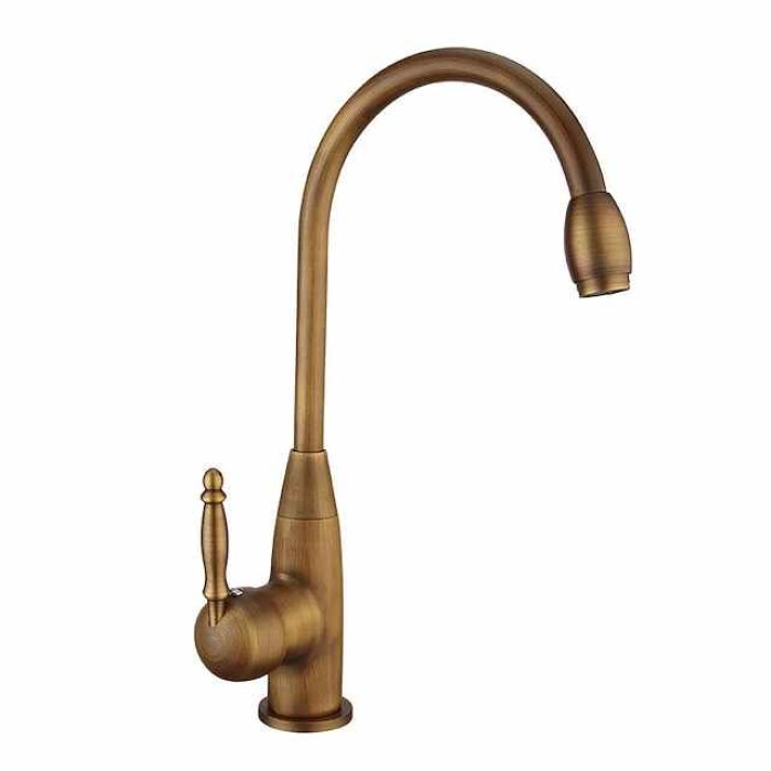 Bathroom Sink Faucet - FaucetSet / Widespread Antique Brass Centerset Single Handle One HoleBath Taps