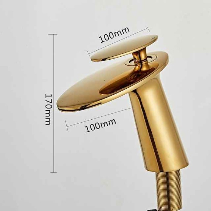 Faucet Set - Waterfall Gold Centerset Single Handle One HoleBath Taps