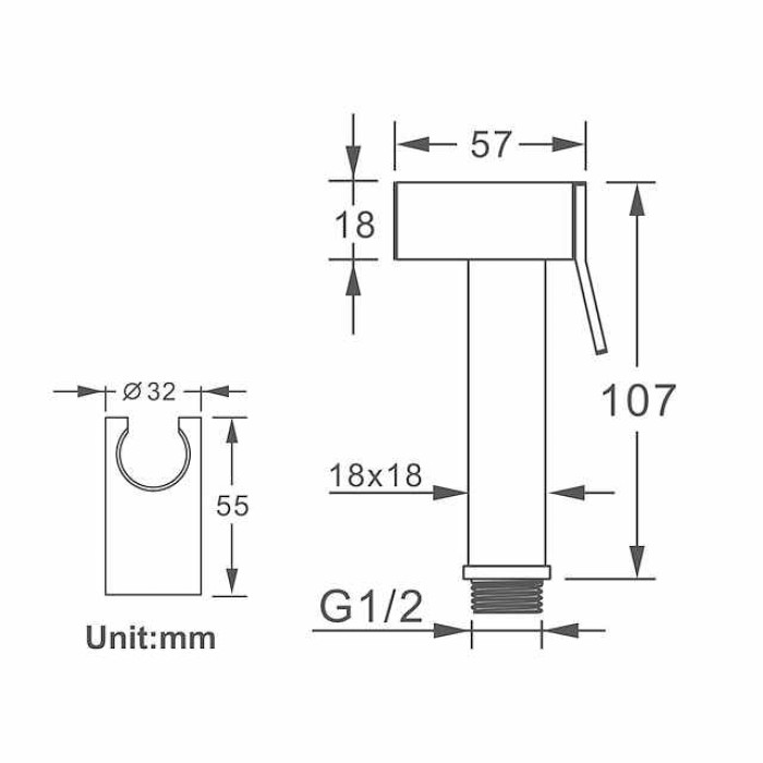 Copper Single Hole Bidet Black Toilet Handheld Bidet Sprayer Self-Cleaning Contemporary Cleaning Spray Gun Set