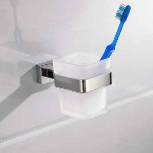 Toothbrush Holder & Tooth Glass Sets Wall Mounted Stainless Steel for Bathroom