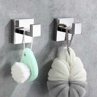 2pcs Wall Hooks for Coats,Stainless Steel Robe Hooks,Wall Mounted Coat Hooks For Bathroom,Bedroom,Kitchen(Chrome)