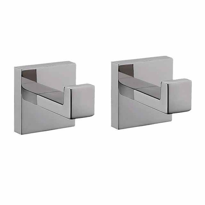 2pcs Wall Hooks for Coats,Stainless Steel Robe Hooks,Wall Mounted Coat Hooks For Bathroom,Bedroom,Kitchen(Chrome)