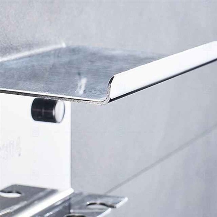 Multifunction Toothbrush Holder with Mobile Phone Storage Shelf Stainless Steel Wall Mounted Silvery 1pc