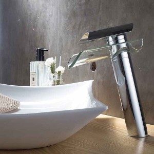 Bathroom Sink Faucet - Waterfall Electroplated Centerset Single Handle One HoleBath Taps