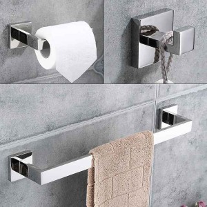 Bathroom Hardware Set 4 Pieces, SUS304 Stainless Steel Remodeled Wall Mounted Bathroom Accessories, Include 2 Robe Hook,1 Towel Bar,1 Toilet Paper Holder