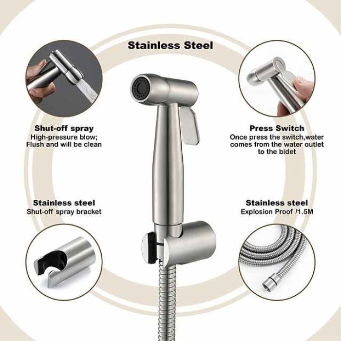 Washlet Bidet Faucet Stainless SteelToilet Handheld bidet Sprayer Self-Cleaning Contemporary