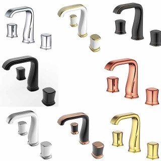 Bathroom Sink Faucet - Widespread Chrome / Oil-rubbed Bronze / Gold Widespread Two Handles Three HolesBath Taps / Vintage / Rose Gold / Black / Painted Finishes / Multi-Ply