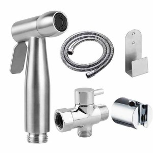 Stainless Steel Handheld Bidet Hot and Cold Mixing Valve Toilet Bow Cleaning Set Bidet Sprayer Faucet Balcony Cleaning Accessories washlet