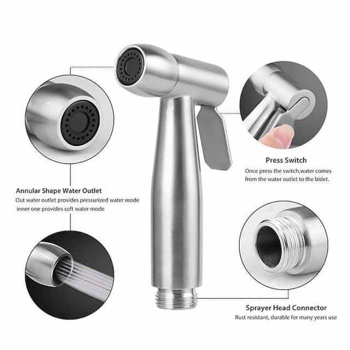 Stainless Steel Handheld Bidet Hot and Cold Mixing Valve Toilet Bow Cleaning Set Bidet Sprayer Faucet Balcony Cleaning Accessories washlet