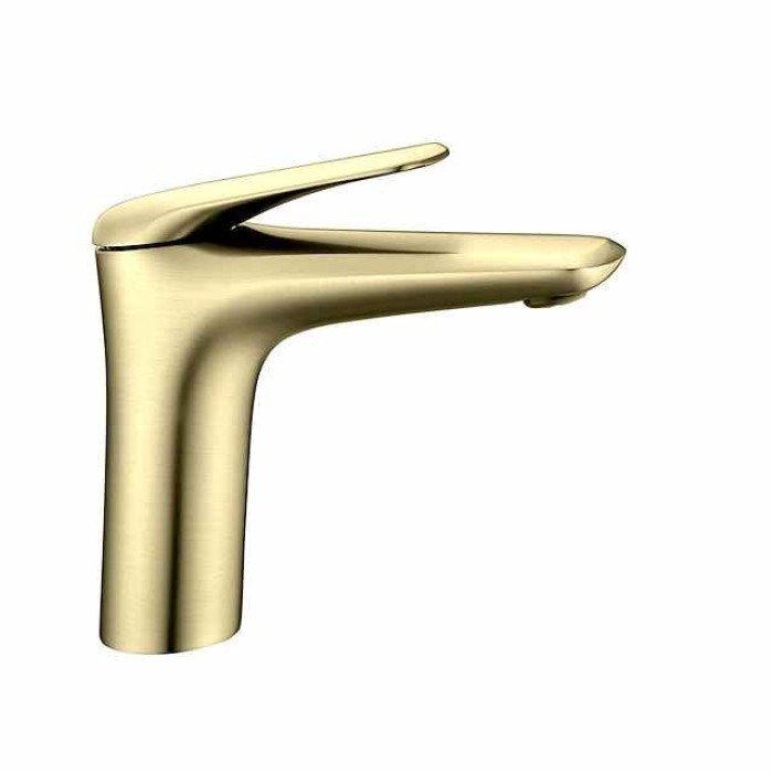 Bathroom Sink Faucet - Single Chrome / Brushed / Electroplated Centerset Single Handle One HoleBath Taps / Brass