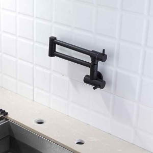 Kitchen Faucet,Wall Mounted Pot Filler Black Single Handle One Hole Multi-Ply Pot Filler Foldable Contemporary Kitchen Taps