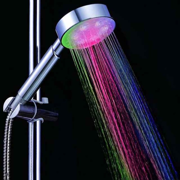 LED Shower Head Color Changing 2 Water Mode 7 Color Glow Light Automatically Changing Handheld Showerhead