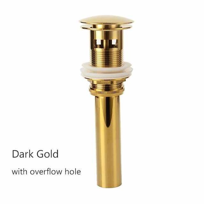 Brass Pop Up Sink Drain Stopper with Overflow Bathroom Faucet Vessel Vanity Sink Drainer