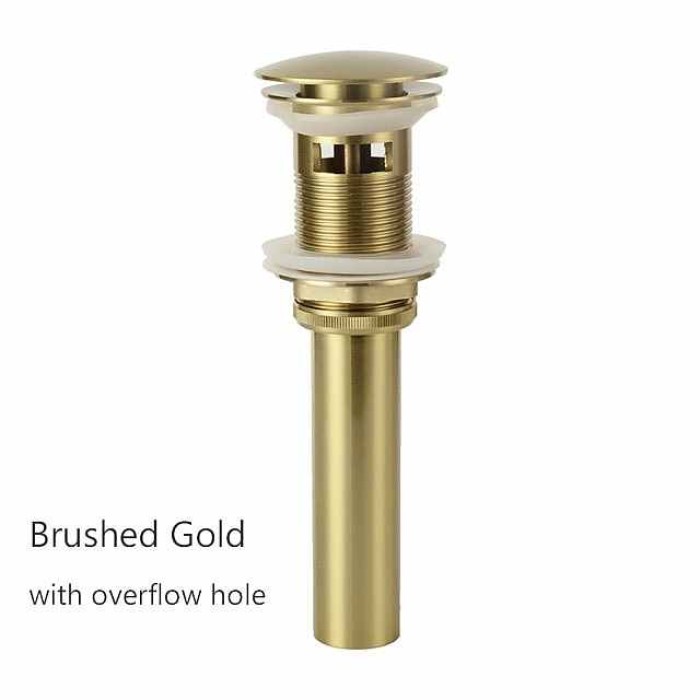 Brass Pop Up Sink Drain Stopper with Overflow Bathroom Faucet Vessel Vanity Sink Drainer