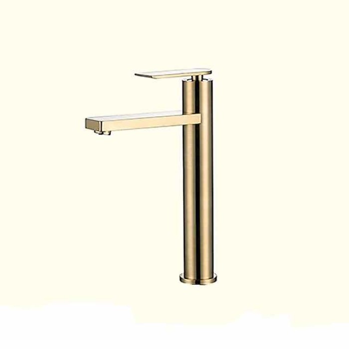 Bathroom Sink Faucet - Single Brushed Gold Centerset Single Handle One HoleBath Taps