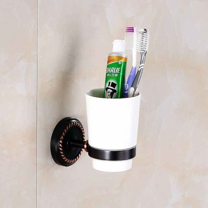 Toothbrush Holder & Cup  Set,Antique Brass Wall Mounted Toothbrush Storage for Bathroom