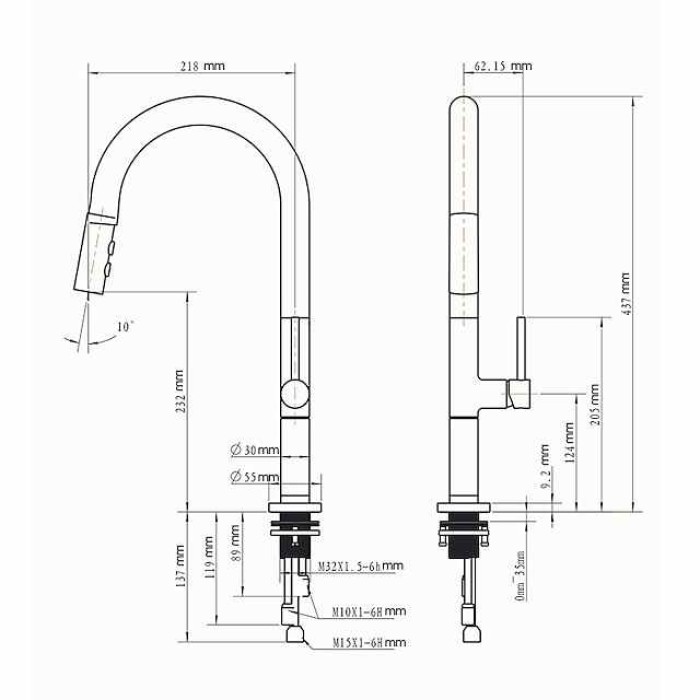 Kitchen Faucet,Rotatable Pull-out/­Pull-down Brass High Arc Brushed/Painted Finishes Single Handle One Hole Kitchen Taps with Hot and Cold Switch