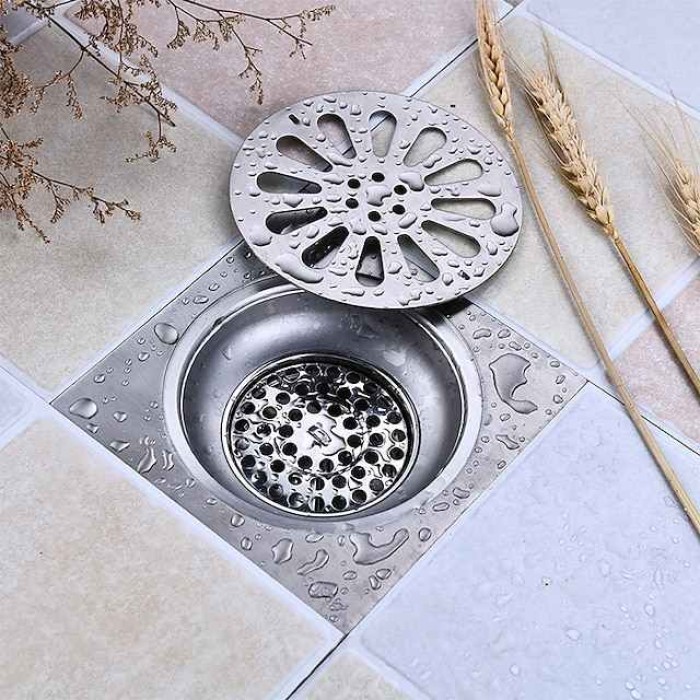 Multipurpose Drain Creative Modern Stainless Steel Removable Invisible Look Or Flat Cover Bathroom