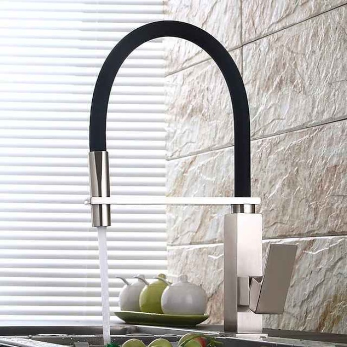 Kitchen Faucet - Single Handle One Hole Electroplated Pull-Out / ­Pull-Down / Tall / ­High Arc Centerset Contemporary Kitchen Taps