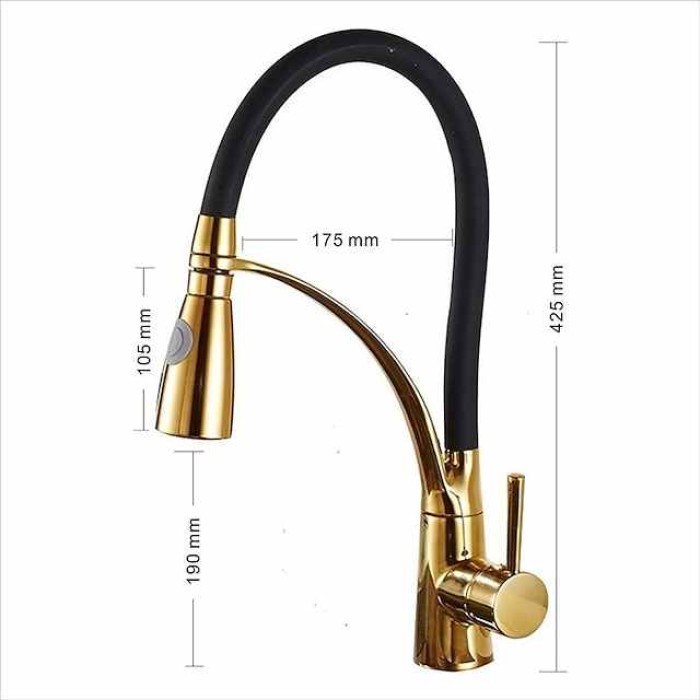 Single Handle Kitchen Faucet, Electroplated One Hole Pull Out/Centerset/Tall/­High Arc, Brass Kitchen Faucet