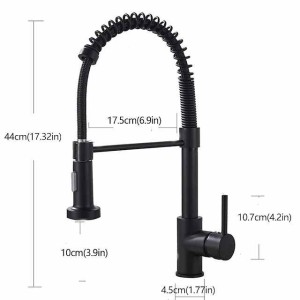 Kitchen Sink Mixer Faucet with Pull Down Sprayer, 360 swivel High Arc Single Handle Spring Kitchen Taps Deck Mounted, One Hole Brass Kitchen Sink Faucet Centerset Water Taps