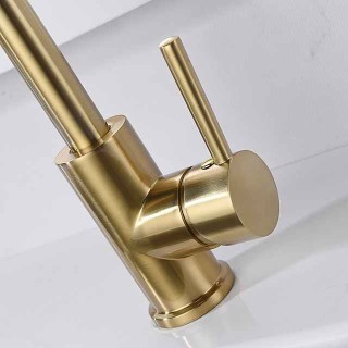 Kitchen Faucet,Single Handle Golden One Hole Rotatable Electroplated Centerset Contemporary Zinc Alloy Handle Kitchen Taps with Hot and Cold Water