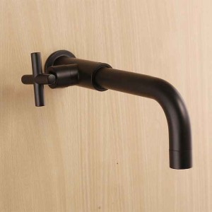 Bathroom Faucet Single Handle Matte Black Wall Installation One Hole Standard Spout Zinc Alloy Bathroom Faucet with Cold Water Only