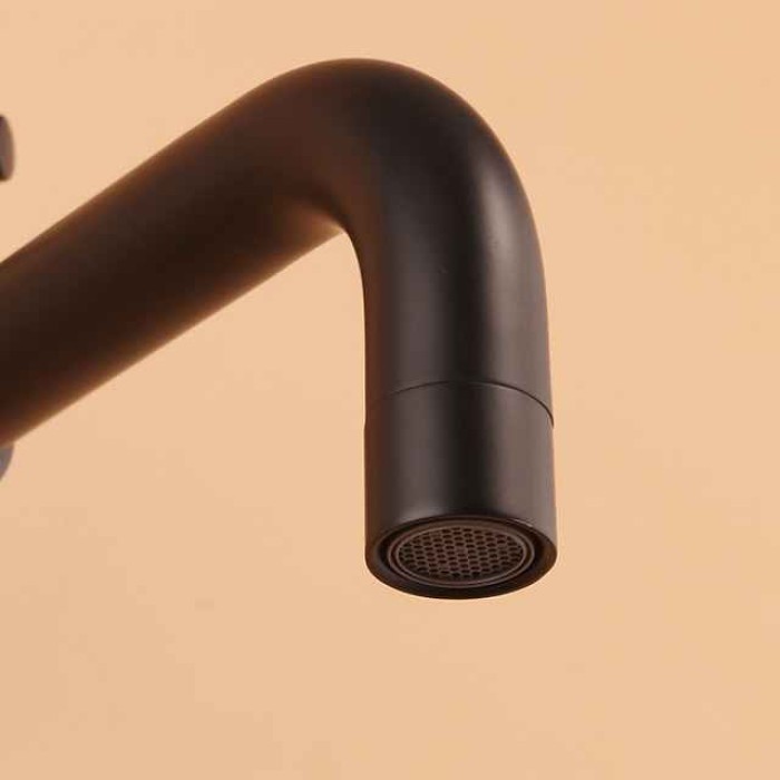 Bathroom Faucet Single Handle Matte Black Wall Installation One Hole Standard Spout Zinc Alloy Bathroom Faucet with Cold Water Only