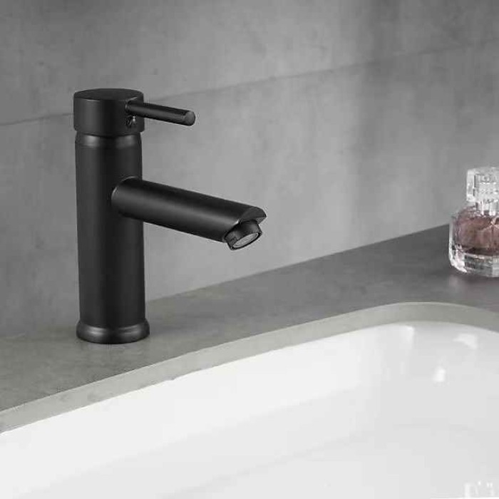 Bathroom Sink Faucet - Black/Chrome Single Handle One Hole Basin Sink Mixer Tap Lavatory Faucet Modern Luxury