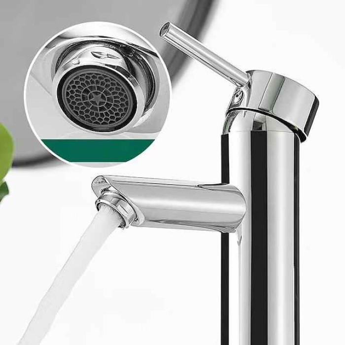 Bathroom Sink Faucet - Black/Chrome Single Handle One Hole Basin Sink Mixer Tap Lavatory Faucet Modern Luxury