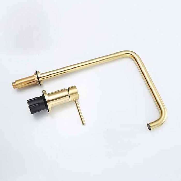 Bathroom Sink Faucet,Black/Chrome/Brushed Gold/Rose Gold Finish Widespread Single Handle Dual Holes Basin Sink Mixer Tap Washroom Faucet with Hot and Cold Switch