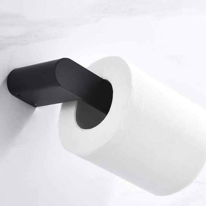 Toilet Paper Holder New Design Stainless Steel Painted Finishes Bathroom Shelf Wall Mounted Matte Black 1pc