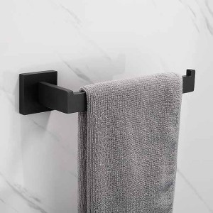 Towel Bar New Design Stainless Steel Bathroom Single Towel Rod Wall Mounted Matte Black 1pc