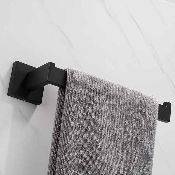 Towel Bar New Design Stainless Steel Bathroom Single Towel Rod Wall Mounted Matte Black 1pc