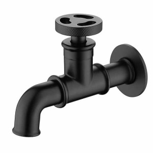 Outdoor Faucet,Industrial Style Wall Mounted Faucet,Black/Gold Wall Installed Classic Kitchen Faucet with Cold Water Only