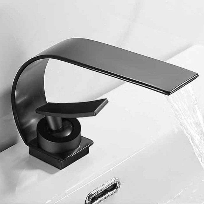 Bathroom Sink Faucet - Waterfall Painted Finishes Centerset Single Handle One HoleBath Taps