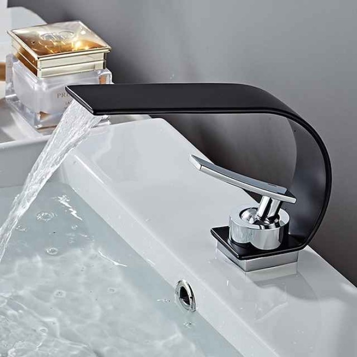 Bathroom Sink Faucet - Waterfall Painted Finishes Centerset Single Handle One HoleBath Taps