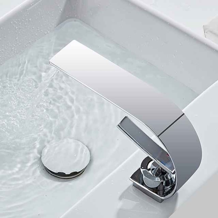 Bathroom Sink Faucet - Waterfall Painted Finishes Centerset Single Handle One HoleBath Taps