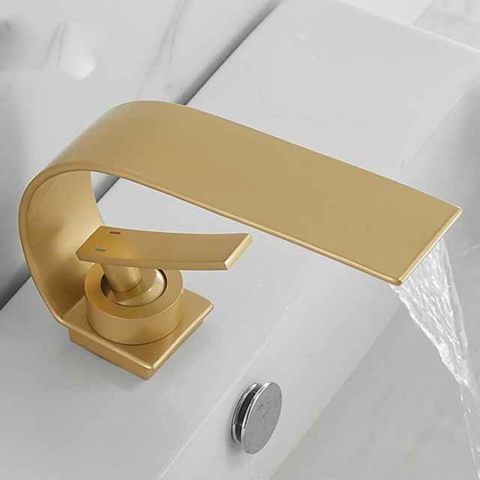 Bathroom Sink Faucet - Waterfall Painted Finishes Centerset Single Handle One HoleBath Taps