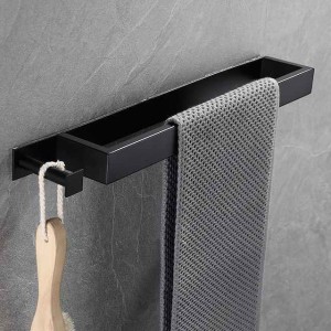 Towel Racks with Hook for Bathroom,Self-Adhesive Towel Bar Wall Mounted SUS304 Stainless Steel No Drill Towel Holders for Toilet Bathroom,Kitchen(Black/Chrome/Brushed Nickel)40cm