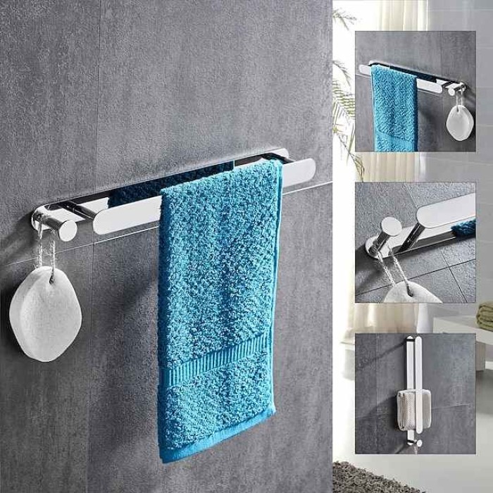 Towel Bar / Bathroom Shelf New Design / Self-adhesive / Creative Contemporary / Modern Stainless Steel 1PC - Bathroom Single / 1-Towel Bar Wall Mounted