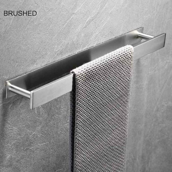 Towel Racks for Bathroom,Self-Adhesive Towel Bar Wall Mounted SUS304 Stainless Steel No Drill Towel Holders for Toilet Bathroom,Kitchen(Black/Chrome/Brushed Nickel)40cm