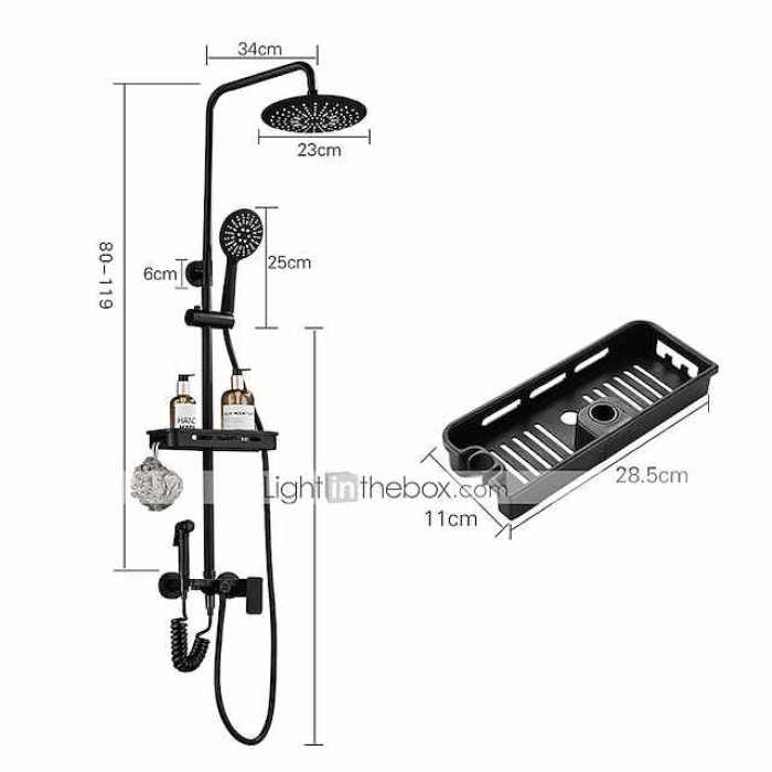 Shower System Faucet Combo Set with 8" Rain Showerhead, Multi-Function Hand Shower, Adjustable Slide Bar and Soap Dish Wall Mounted Ceramic Valve Bath Shower Mixer Taps